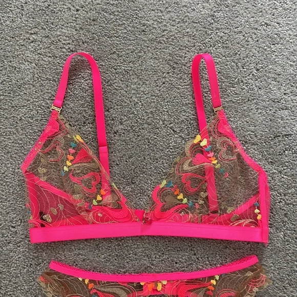 Honey Birdette Pink Embroidered Lingerie Set - Picture 2 of 3